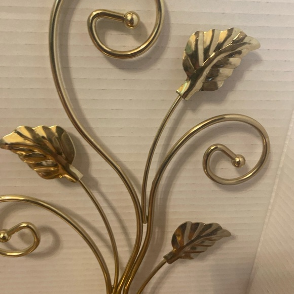 Set Of 3 VTG Home Interior Goldtone Leaves & Vines Wall Sconces Candleholders - Picture 3 of 12